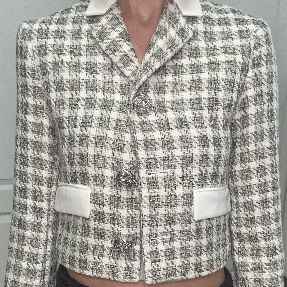 Zara Black and White Tweed Blazer